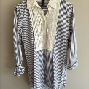 Ralph Lauren White and Blue Striped Button Down Shirt